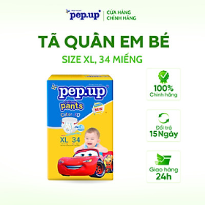 Tã/Bỉm Quần Em Bé Pep.up Cottony 3D Gói Đại Siêu Mềm Mại, Siêu Khô Thoáng, Kháng Khuẩn