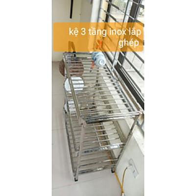 kệ để đồ nhà bếp inox 3 tầng c75 d104 ,s40 