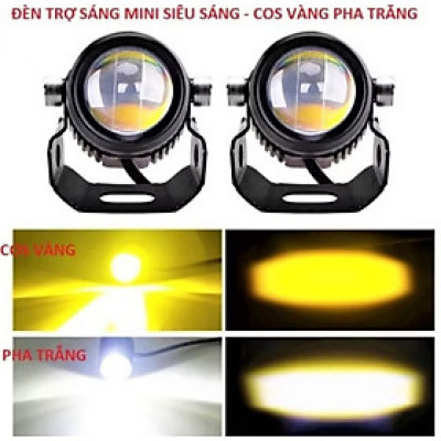 1 ĐÈN TRỢ SÁNG XP60 BI CẦU MINI ÁNH SÁNG PHA TRẮNG CỐT VÀNG LẮP XE MÁY ÔTÔ 
