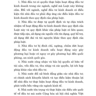 Luật đầu tư năm 2020 (sửa đổi, bổ sung năm 2020, 2023, 2024) bản in 2024