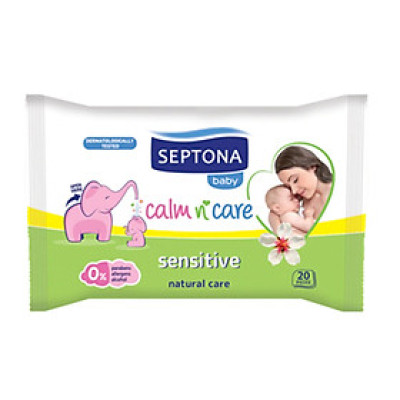 Khăn ướt cho bé SEPTONA Baby Wipes Travel dành cho da nhạy cảm 20 tờ