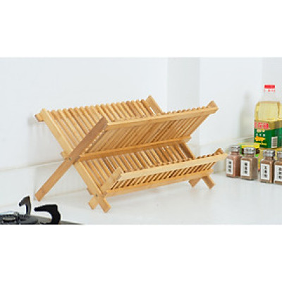 Giá úp chén bát Nhà của Mẹ chất liệu gỗ trúc tự nhiên chống mối mọt, nứt vỡ, có thể gấp gọn khi ko sử dụng, kích thước 46x22x21cm 