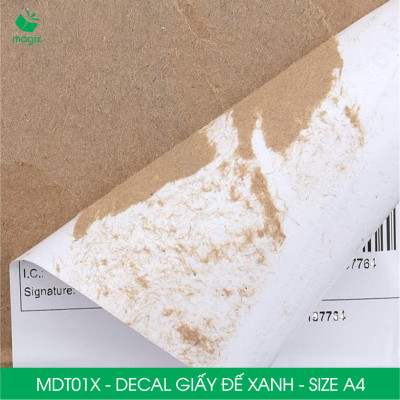 MDT01X - Xấp 50 tờ giấy decal đế xanh khổ A4 - Giấy in đơn hàng, nhãn dán, sticker đế xanh tự dính