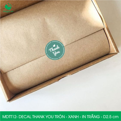 MDTT12 - D2.5cm - 50 Sticker Thank you, decal Thank you tròn dán hộp carton, tem cám ơn, nhãn dán cảm ơn trang trí gói hàng