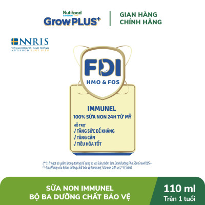 Thùng Sữa Bột Pha sẵn Nutifood GrowPLUS+ Sữa Non Immunel trên 1 tuổi (24 hộp x 110mL)