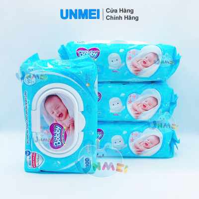Combo Tiết Kiệm - 4 Gói Khăn Ướt Bobby Care Không Hương 100 Tờ/Gói