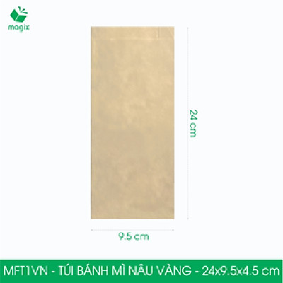 MFT1VN - 24x9.5x4.5 cm - 100 Túi giấy bánh mì vàng nâu