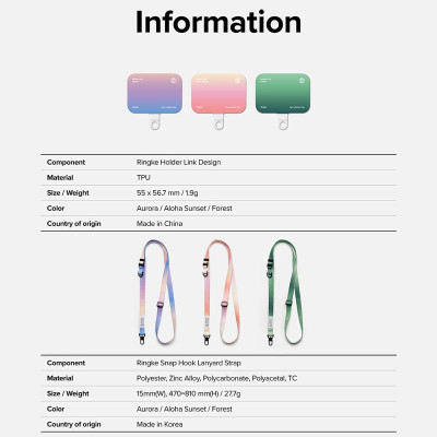 Dây đeo cho điện thoại RINGKE Holder Link & Snap Hook Lanyard Strap - Hàng Chính Hãng
