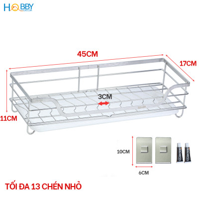 Kệ đựng chén dán tường nhà bếp inox 304 có khay nhựa Hobby Home Decor KCH
