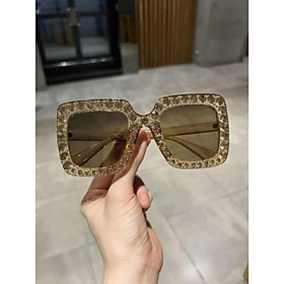 Kính râm nữ Mắt vuông oversize đính đá siêu lấp lánh + Tặng phụ kiện kèm theo