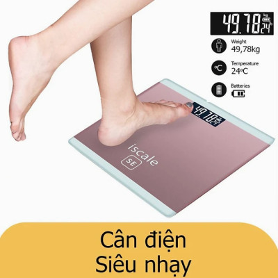 Cân sức khỏe điện tử mặt kính cường lực, kiểu dáng cao cấp tặng kèm 2 pin AAA 180kg