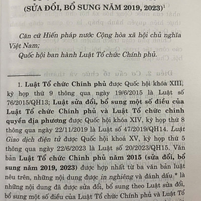 Luật Tổ Chức Chính Phủ ( sửa đổi, bổ sung năm 2019, 2023)