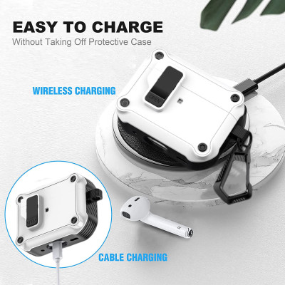 Case vỏ ốp dành cho tai nghe Airpods 1 2 3 4 Airpods Pro Airpod Pro 2 có khoá chống rơi 2 lớp cao cấp - Hàng chính hãng