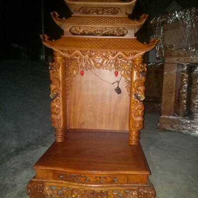Bàn thờ thần tài ông địa bằng gỗ hương đá kt 57×61cn