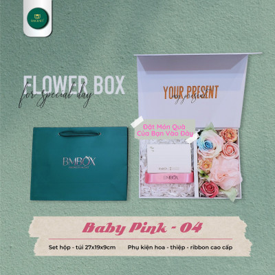 Hộp Quà Tặng Thiết Kế BMBOX HQTTK04 - Tiện Dụng, Phù Hợp Với Nhiều Món Quà - màu hồng phấn nhã nhặn, 29x19x9 (cm)