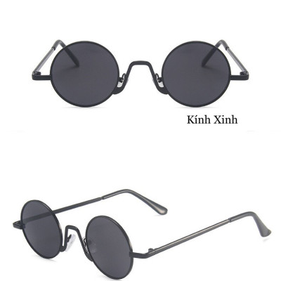 Kính thời trang chống nắng uv dáng tròn nhỏ siêu bé kim loại cao cấp