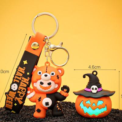 Móc khóa bí ngô Halloween có đèn phát sáng dùng làm quà tặng trang trí