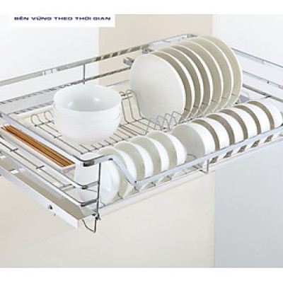 Giá xoong nồi Tundo DCT146-4 nan dẹt kết hợp bát đĩa dự trữ ray âm tủ giảm chấn Boss 