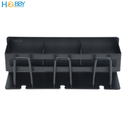 Kệ để bàn chải 3 ngăn inox 304 sơn đen dán tường Hobby home decor CD4B