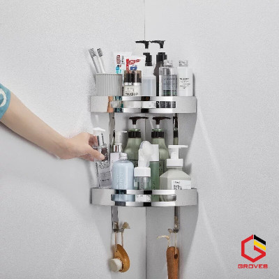 Kệ góc đa năng 2 tầng GG01G, chất liệu inox cao cấp đẹp, bóng, cho bạn thời gian sử dụng dài hạn