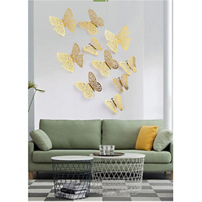 Sét 12 con bướm kim loại dán tường dễ thương DT19