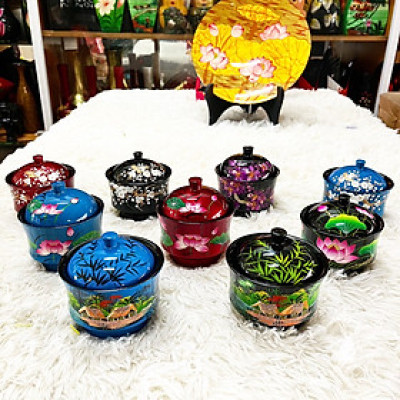 Hủ sâm sơn mài cao cấp Thanh Bình Lê size 10x11 cm đựng bánh kẹo mứt, vật dụng nhỏ, trang trí bàn kệ, nhà cửa, văn phòng