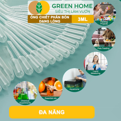 Ống Pipet GreenHome, 3ml, D15cm, Chiết Phân Bón Dạng Nước, Có Vạch Định Lượng, Đa Năng, Tiện Dụng