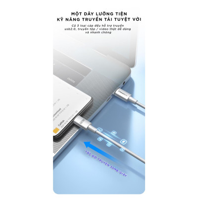 Cáp Sạc iPhone 15 - Linen USB-C 60W 1 m - Pisen LH-CC-PD01-1000