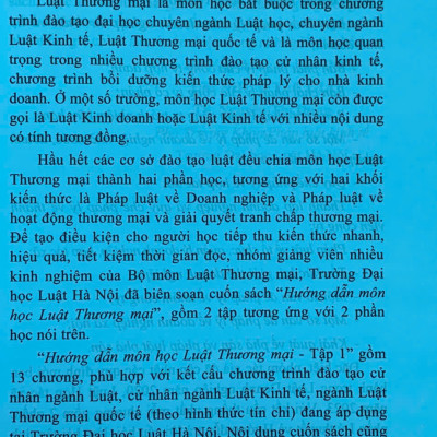 Hướng Dẫn Môn Học Luật Thương Mại (tập 1 và 2)