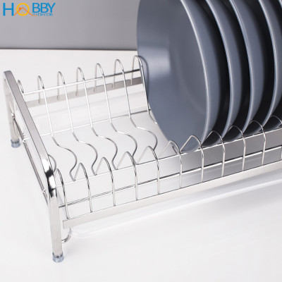 Kệ úp đĩa lớn nhỏ Inox 304 Hobby home decor KUD14 có khay hứng nước