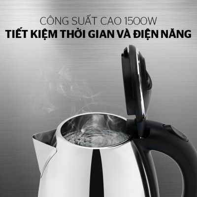 Ấm Siêu Tốc Inox Happy Time Sunhouse HTD1081 (1.8 lít)- Hàng chính hãng
