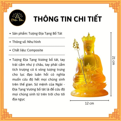 Tượng phật địa tạng vương bồ tát tượng địa tạng lưu ly cao 21cm đồ thờ cúng phong thủy - shop Diệu Tâm