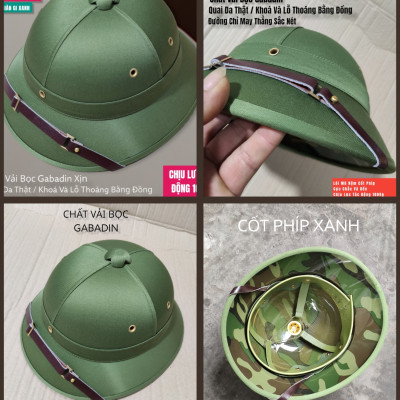 ( HÀNG CAO CẤP ) MŨ CỐI TÀU XỊN MŨ CỐI VẢI BỌC GABADIN QUAI DA THẬT LÒNG CỐT PHÍP GIÀN GI XANH