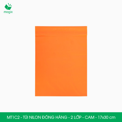  MT1C2 - 17x30 cm - Combo 100 túi nilon niêm phong đóng hàng 2 lớp - Cam
