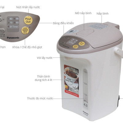 Bình Thủy Điện Tử Panasonic NC-EG4000CSY 4L - Hàng chính hãng