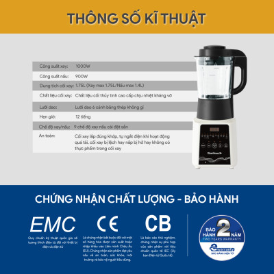 Máy Làm Sữa Hạt Đa Năng BlueStone BLB-6028 -1,75 Lít - (900-1000W) -11 Chương trình - Lưỡi 6 cánh - Bảo hành 24 tháng - Hàng chính hãng