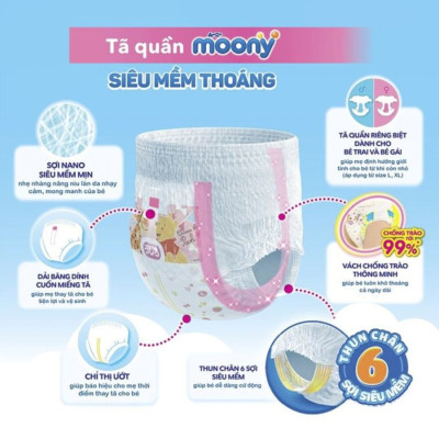 Tã quần Moony XL38 cho bé gái (38 miếng)