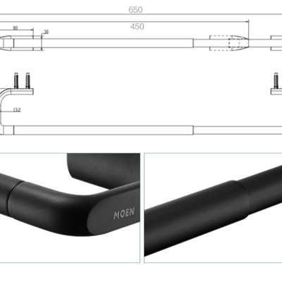 Thanh vắt khăn đơn có thể thay đổi độ dài dòng Cologne Moen - ACC2703BLK