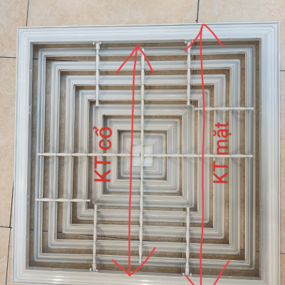 Cửa gió khuếch tán 600x600, miệng gió điều hòa âm trần nhôm sơn tĩnh điện
