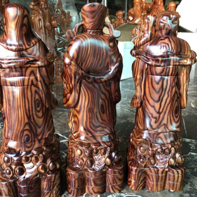 Bộ tượng phật tam đa phúc lộc thọ bằng gỗ trắc liền khối kt cao 40×13×11cm