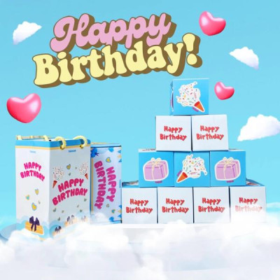 Hộp Quà Tự Bung Happy Birthday - The Kas - Màu Xanh