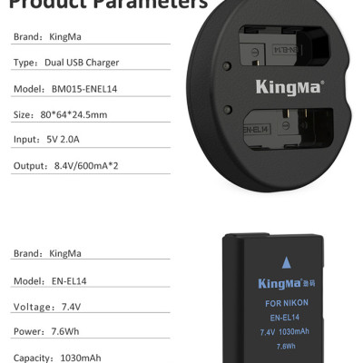 Sạc Kingma cho Nikon EN-EL14, Hàng chính hãng