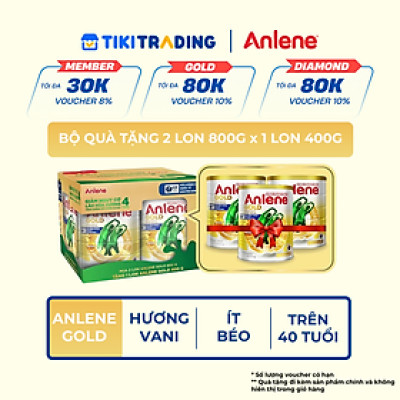 Bộ quà tặng Combo 2 Sữa bột Anlene Gold 800g tặng 1 lon Anlene Gold 400g