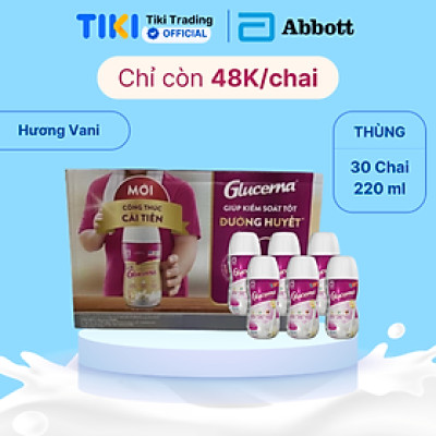Thùng 30 Chai Sữa Nước Abbott Glucerna Vani 220ml