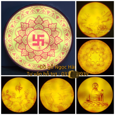 Combo bộ bàn thờ chung cư kt 107cm + ám khói + đèn led ốp hậu bàn thờ 