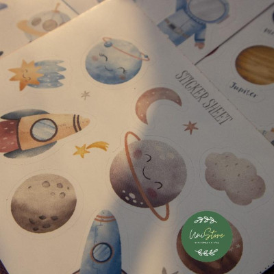 sticker thiết kế - sticker sheet little astronaut - trang trí sổ tay, nhật kí bullet journal