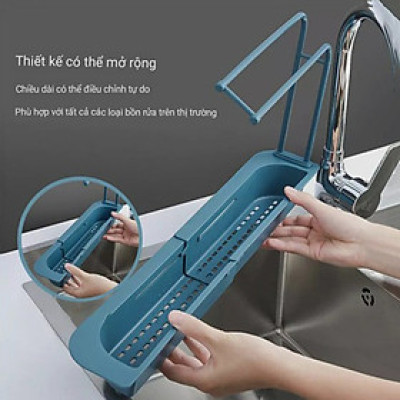 Kệ Nhựa Dài Gấp Gọn Điều Chỉnh Được Kích Thước Phù Hợp Với Bồn Rửa Chén Nhà Bạn , Có Giá Treo Khăn- Chính Hãng GROFA 