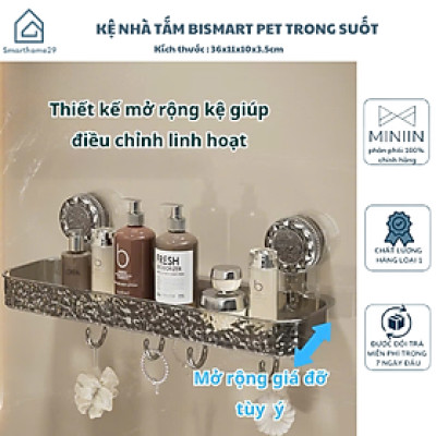 Kệ Để Đồ Phòng Tắm Cốc Hút Chắc Chắn, Chất Liệu PET, Móc Treo Tiện Lợi - HÀNG CHÍNH HÃNG MINIIN