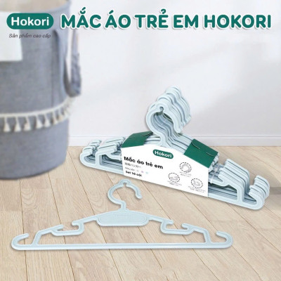 Sét 10 móc treo quần áo trẻ em , người lớn hokori chất liệu nhựa PP nguyên sinh an toàn tiện lợi - Hàng chính hãng 