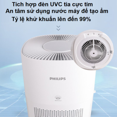 Máy tạo độ ẩm công nghệ NanoCloud Philips HU5969 tia UV khử khuẩn - Dùng cho phòng diện tích 85m2 - Hàng nhập khẩu